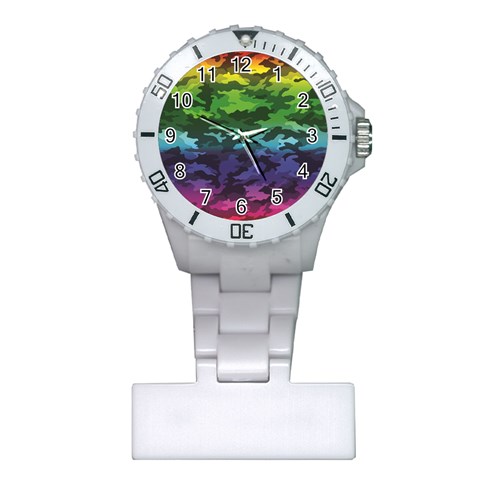 Rainbow Camouflage Plastic Nurses Watch from ArtsNow.com Front