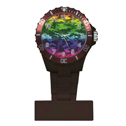 Rainbow Camouflage Plastic Nurses Watch from ArtsNow.com Front