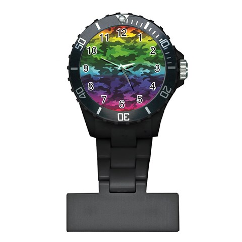 Rainbow Camouflage Plastic Nurses Watch from ArtsNow.com Front