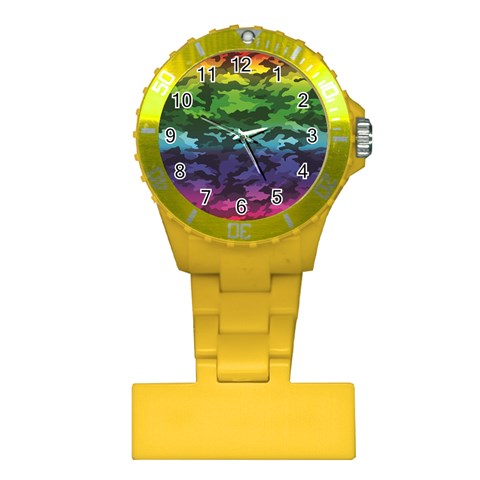Rainbow Camouflage Plastic Nurses Watch from ArtsNow.com Front