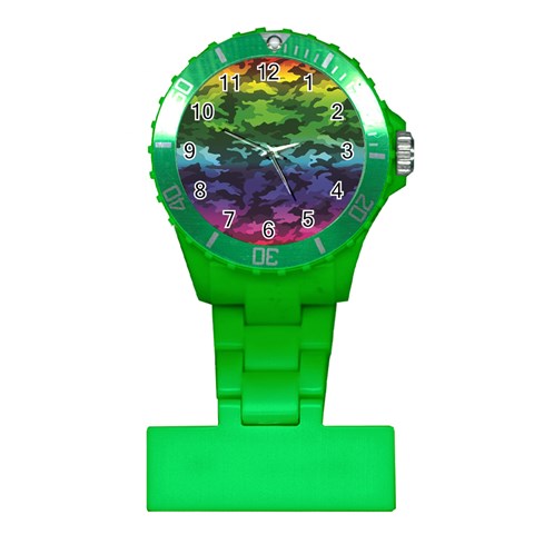 Rainbow Camouflage Plastic Nurses Watch from ArtsNow.com Front