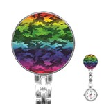 Rainbow Camouflage Stainless Steel Nurses Watch