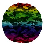 Rainbow Camouflage Large 18  Premium Flano Round Cushion 