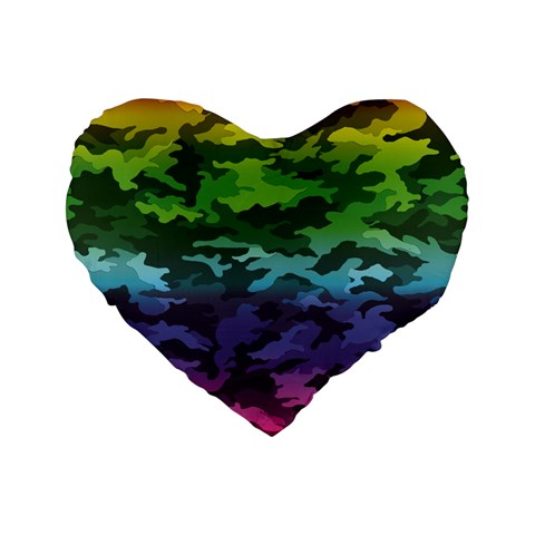 Rainbow Camouflage Standard 16  Premium Flano Heart Shape Cushion  from ArtsNow.com Front