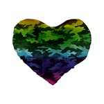Rainbow Camouflage Standard 16  Premium Flano Heart Shape Cushion 