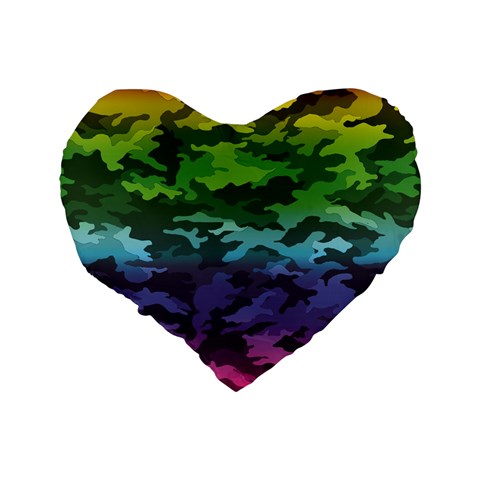 Rainbow Camouflage Standard 16  Premium Flano Heart Shape Cushion  from ArtsNow.com Back
