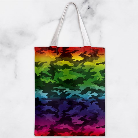 Rainbow Camouflage Zipper Classic Tote Bag from ArtsNow.com Front