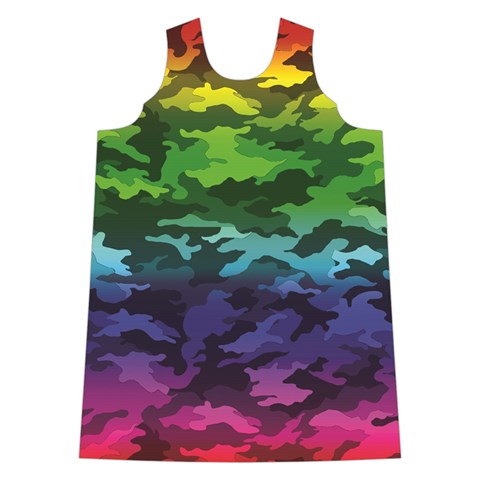 Rainbow Camouflage Shoulder Cutout Velvet One Piece from ArtsNow.com Front