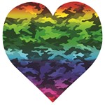 Rainbow Camouflage Wooden Puzzle Heart