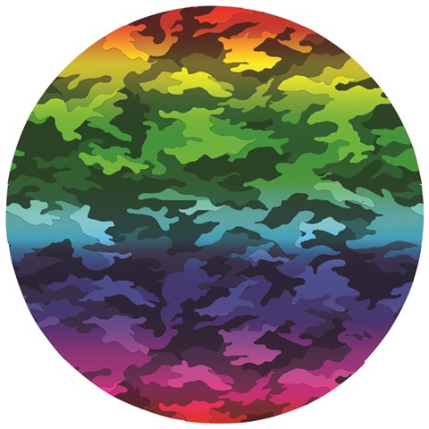 Rainbow Camouflage Wooden Puzzle Round from ArtsNow.com Front