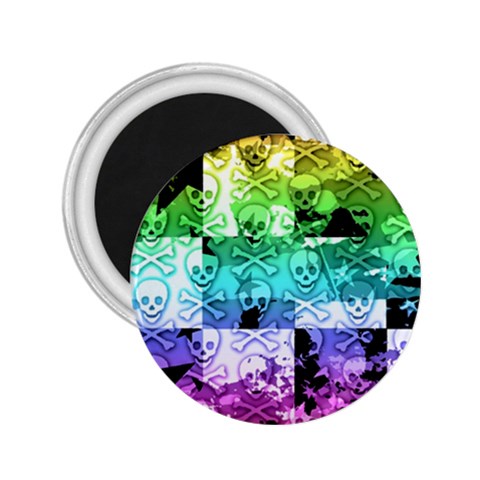 Rainbow Checker Skull Splatter 2.25  Magnet from ArtsNow.com Front