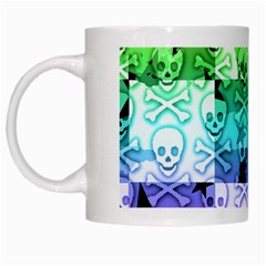 Rainbow Checker Skull Splatter White Mug from ArtsNow.com Left