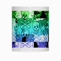 Rainbow Checker Skull Splatter White Mug from ArtsNow.com Center