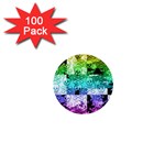 Rainbow Checker Skull Splatter 1  Mini Button (100 pack) 