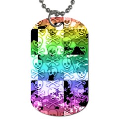 Rainbow Checker Skull Splatter Dog Tag (Two Sides) from ArtsNow.com Front