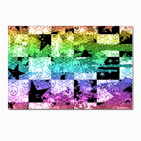 Rainbow Checker Skull Splatter Postcards 5  x 7  (Pkg of 10) from ArtsNow.com Front