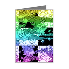 Rainbow Checker Skull Splatter Mini Greeting Card from ArtsNow.com Left