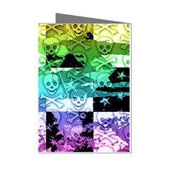 Rainbow Checker Skull Splatter Mini Greeting Cards (Pkg of 8) from ArtsNow.com Left
