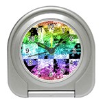 Rainbow Checker Skull Splatter Travel Alarm Clock