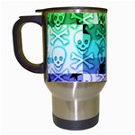 Rainbow Checker Skull Splatter Travel Mug (White)