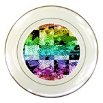 Rainbow Checker Skull Splatter Porcelain Plate