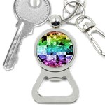 Rainbow Checker Skull Splatter Bottle Opener Key Chain