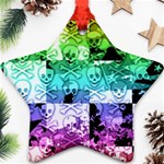 Rainbow Checker Skull Splatter Star Ornament (Two Sides)