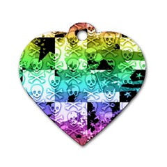 Rainbow Checker Skull Splatter Dog Tag Heart (Two Sides) from ArtsNow.com Back