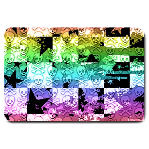 Rainbow Checker Skull Splatter Large Doormat from ArtsNow.com 30 x20  Door Mat