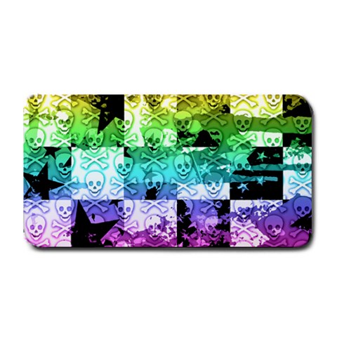 Rainbow Checker Skull Splatter Medium Bar Mat from ArtsNow.com 16 x8.5  Bar Mat