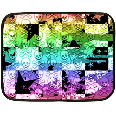 Rainbow Checker Skull Splatter Fleece Blanket (Mini) from ArtsNow.com 35 x27  Blanket
