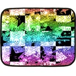 Rainbow Checker Skull Splatter Double Sided Fleece Blanket (Mini)