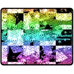 Rainbow Checker Skull Splatter Fleece Blanket (Medium)