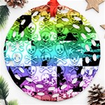 Rainbow Checker Skull Splatter Ornament (Round Filigree)