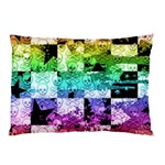 Rainbow Checker Skull Splatter Pillow Case (Two Sides)