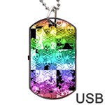 Rainbow Checker Skull Splatter Dog Tag USB Flash (One Side)