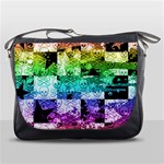 Rainbow Checker Skull Splatter Messenger Bag