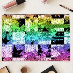 Rainbow Checker Skull Splatter Cosmetic Bag (XXL) from ArtsNow.com Front