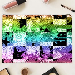Rainbow Checker Skull Splatter Cosmetic Bag (XXL) from ArtsNow.com Back