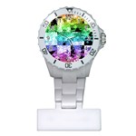 Rainbow Checker Skull Splatter Plastic Nurses Watch