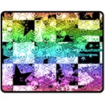 Rainbow Checker Skull Splatter Double Sided Fleece Blanket (Medium)