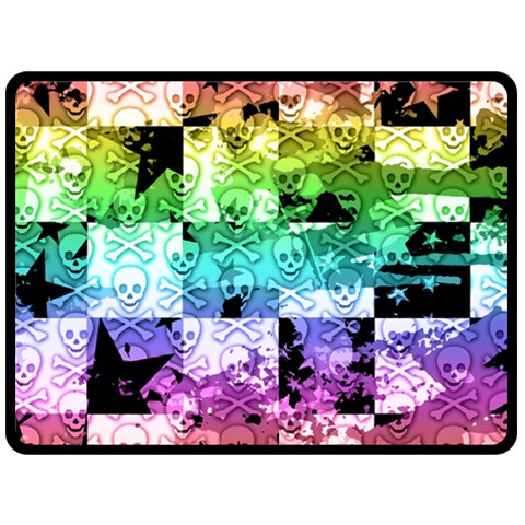 Rainbow Checker Skull Splatter Double Sided Fleece Blanket (Large) from ArtsNow.com 80 x60  Blanket Front