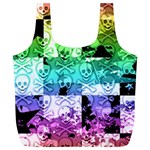 Rainbow Checker Skull Splatter Full Print Recycle Bag (XL)