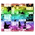 Rainbow Checker Skull Splatter Double Sided Flano Blanket (Small)