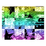 Rainbow Checker Skull Splatter Double Sided Flano Blanket (Large)