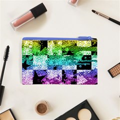 Rainbow Checker Skull Splatter Cosmetic Bag (XS) from ArtsNow.com Back