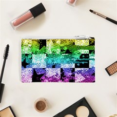 Rainbow Checker Skull Splatter Cosmetic Bag (XS) from ArtsNow.com Back