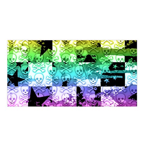 Rainbow Checker Skull Splatter Satin Shawl from ArtsNow.com Front