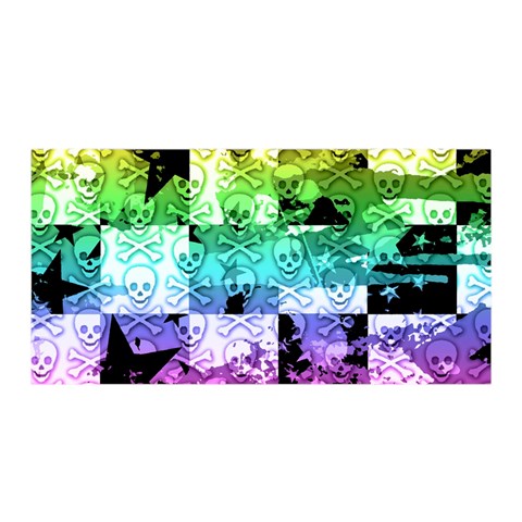 Rainbow Checker Skull Splatter Satin Wrap from ArtsNow.com Front