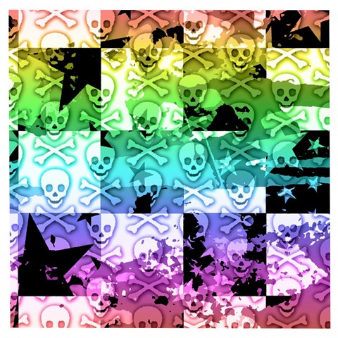 Rainbow Checker Skull Splatter Wooden Puzzle Square from ArtsNow.com Front